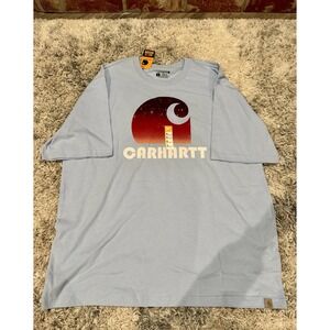 New Carhartt Loose Fit Heavyweight Graphic T-Shirt XL Blue